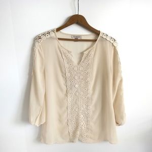 Roz & Ali Cream Lace Blouse, Size Small